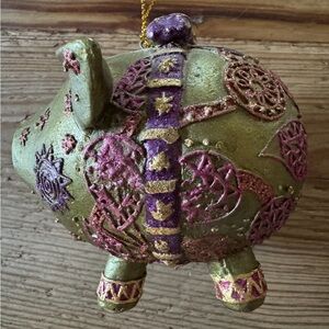 Decorative Holiday Pig Ornament